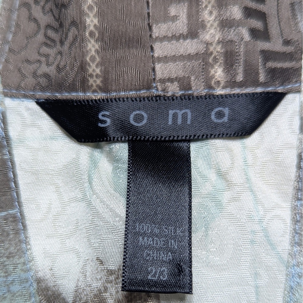 Soma Silk Blend Kimono Robe Size 2/3 Floral Oriental Print‎ Lightweight Lounge - Picture 2 of 4